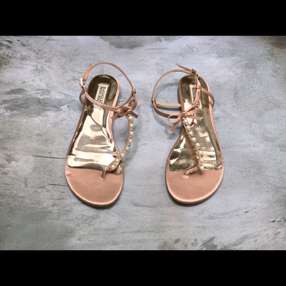 Badgley Mischka Pink Jewel Thong Sandals